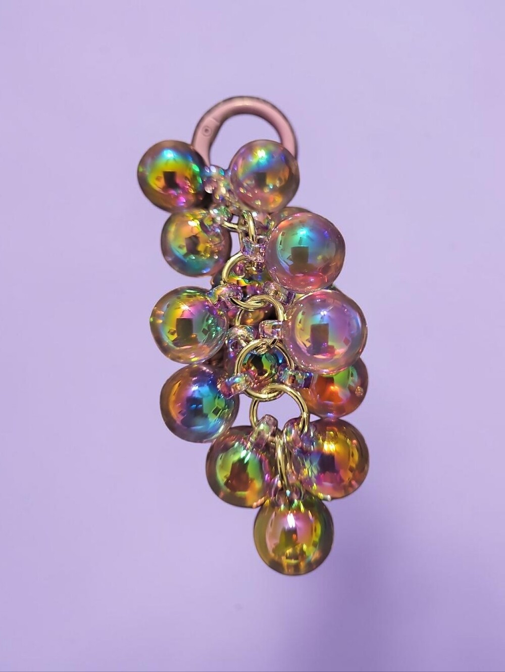Nwt SASSIFIED Iridescent GRAPE  Bubble Cluster Keychain - Multicolor